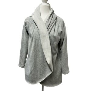 Anthropologie DREW Heather Gray Draped Open Front Cardigan Fleece Lined Medium